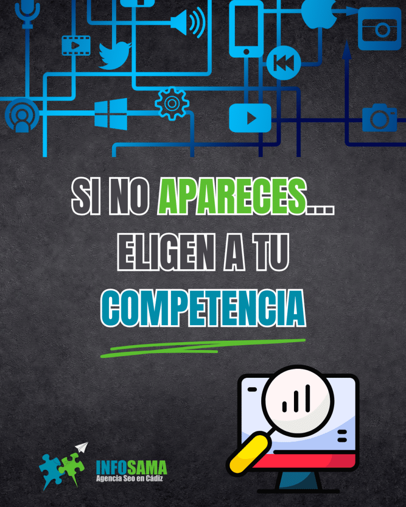 Infografía con el mensaje: Si no apareces, eligen a tu competencia. Importancia de la visibilidad web y el posicionamiento en Google